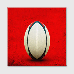 Холст квадратный Мяч для регби на красном, цвет: 3D-принт — фото 2