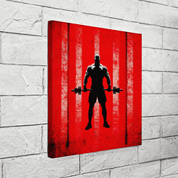 Холст квадратный Пауэрлифтер на красном, цвет: 3D-принт — фото 2