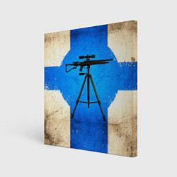 Холст квадратный Стендовая спортивная стрельба на синем, цвет: 3D-принт