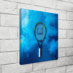 Холст квадратный Теннисная ракетка в синем дыму, цвет: 3D-принт — фото 2