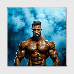 Холст квадратный Бодибилдер в синем дыму, цвет: 3D-принт — фото 2