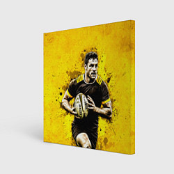 Холст квадратный Регбист на желтом, цвет: 3D-принт