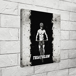 Холст квадратный Триатлонист на черно-белом, цвет: 3D-принт — фото 2