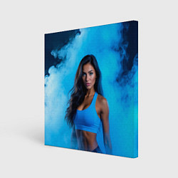 Холст квадратный Фитоняшка в синем дыму, цвет: 3D-принт