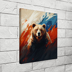 Холст квадратный Медведь и триколор, цвет: 3D-принт — фото 2