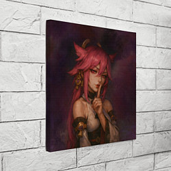 Холст квадратный Яэ Мико жрица лисица, цвет: 3D-принт — фото 2