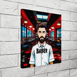 Холст квадратный Барбер в барбершопе, цвет: 3D-принт — фото 2