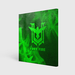 Холст квадратный Free Fire - green gradient, цвет: 3D-принт