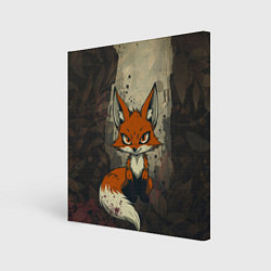 Холст квадратный Рыжий лис хитрец, цвет: 3D-принт