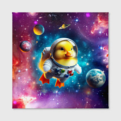 Холст квадратный Прикольный утёнок бравый космонавт - нейроарт, цвет: 3D-принт — фото 2