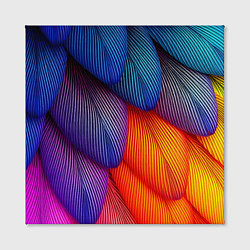 Холст квадратный Радужные перья попугая, цвет: 3D-принт — фото 2
