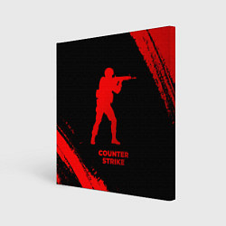 Холст квадратный Counter Strike - red gradient, цвет: 3D-принт