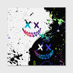 Холст квадратный Неоновые брызги - жуткие улыбки, цвет: 3D-принт — фото 2