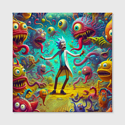 Холст квадратный Рик Санчес в компании отвязных чудищ - нейроарт фа, цвет: 3D-принт — фото 2