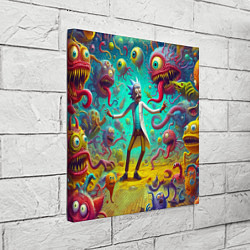 Холст квадратный Рик Санчес в компании отвязных чудищ - нейроарт фа, цвет: 3D-принт — фото 2
