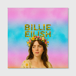 Холст квадратный Билли Айлиш с цветочным венком на голове, цвет: 3D-принт — фото 2