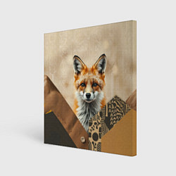 Холст квадратный Удивительный рыжий лисёнок, цвет: 3D-принт
