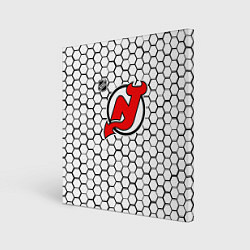 Холст квадратный Нью Джерси Девилз - белые соты, цвет: 3D-принт