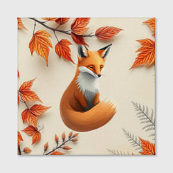 Холст квадратный Лис под осенними листьями, цвет: 3D-принт — фото 2