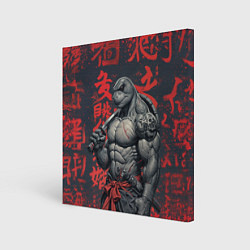 Холст квадратный Антропоморфная черепаха воин - нейроарт, цвет: 3D-принт