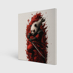 Холст квадратный Демоническая панда самурай - нейроарт, цвет: 3D-принт
