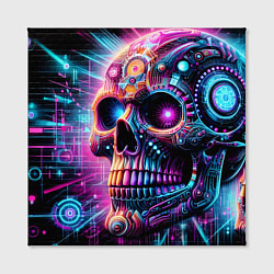 Холст квадратный Neon cyber skull, цвет: 3D-принт — фото 2