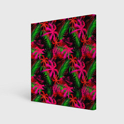 Холст квадратный Palm red pink, цвет: 3D-принт