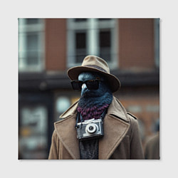 Холст квадратный Голубь шпион с ретро фотокамерой, цвет: 3D-принт — фото 2