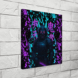 Холст квадратный Неоновый киберсамурай, цвет: 3D-принт — фото 2
