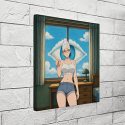 Холст квадратный Dandadan Seiko в комнате указывает, цвет: 3D-принт — фото 2