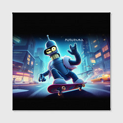 Холст квадратный Bender is a skateboarder in neon street - ai art, цвет: 3D-принт — фото 2