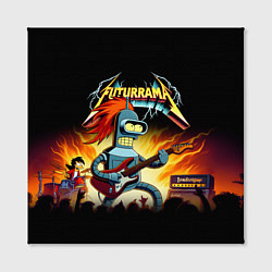 Холст квадратный Bender is a hard rock guitarist - Futurama, цвет: 3D-принт — фото 2