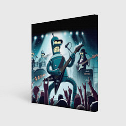 Холст квадратный Гитарист Бендер из рок группы Футурамы, цвет: 3D-принт