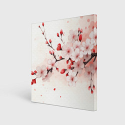 Холст квадратный Японская сакура, цвет: 3D-принт