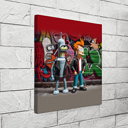 Холст квадратный Bender bending robot and Fry - ai art graffiti, цвет: 3D-принт — фото 2