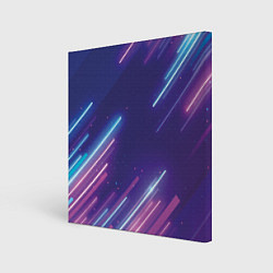 Холст квадратный Абстракция бело синие красные полосы, цвет: 3D-принт