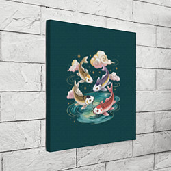 Холст квадратный Рыбы в облаках над прудом, цвет: 3D-принт — фото 2