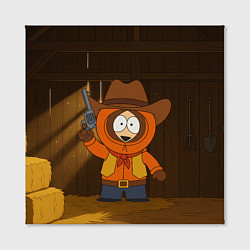 Холст квадратный Кенни ковбой в сарае, цвет: 3D-принт — фото 2