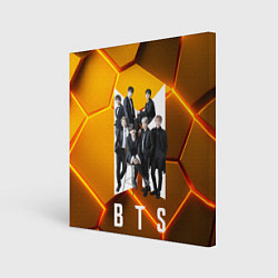 Холст квадратный BTS объемные оранжевые плиты, цвет: 3D-принт