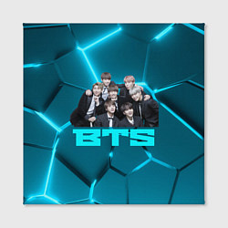 Холст квадратный BTS неоновые голубые плиты, цвет: 3D-принт — фото 2