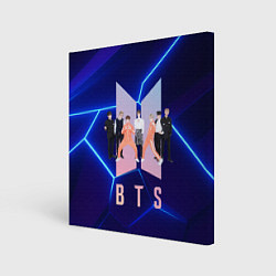 Холст квадратный BTS на темно-синем фоне, цвет: 3D-принт