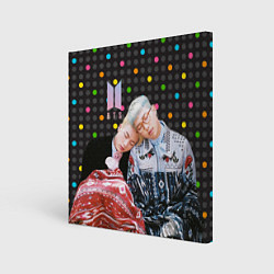 Холст квадратный BTS разноцветные точки, цвет: 3D-принт