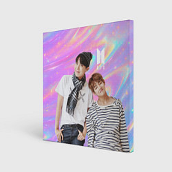 Холст квадратный BTS разноцветный блестящий фон, цвет: 3D-принт
