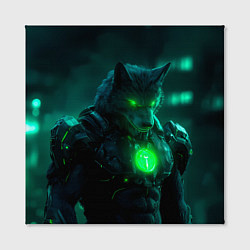 Холст квадратный Кибер-волк, цвет: 3D-принт — фото 2