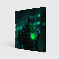 Холст квадратный Кибер-волк, цвет: 3D-принт