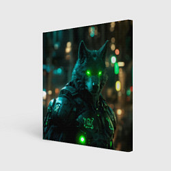 Холст квадратный Киберпанк волк, цвет: 3D-принт