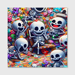 Холст квадратный Смеющиеся прикольные скелетики - нейроарт, цвет: 3D-принт — фото 2