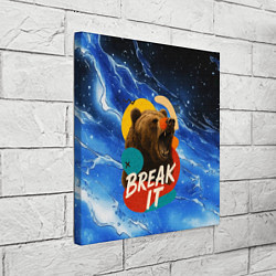 Холст квадратный Break it злой медведь, цвет: 3D-принт — фото 2