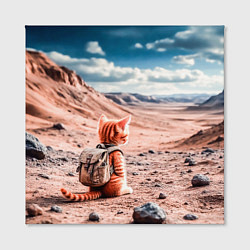 Холст квадратный Котёнок путешественник в пустыне, цвет: 3D-принт — фото 2