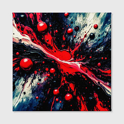 Холст квадратный Разлитая красная масляная краска на чёрном, цвет: 3D-принт — фото 2